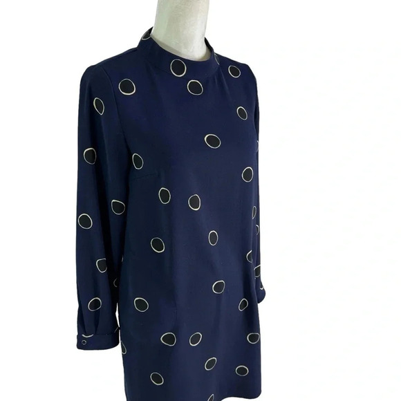 Boden Mock Neck Long Sleeve Shift Dress with Pockets Navy Size 2 - Picture 9 of 15